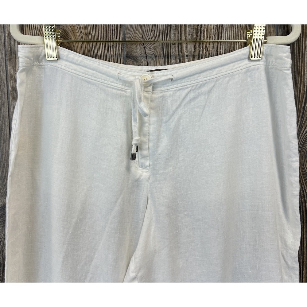 Tommy Bahama Womens 100% Linen Pants White Drawstring/Zip Size 31/31.5 Beachy - Picture 2 of 13